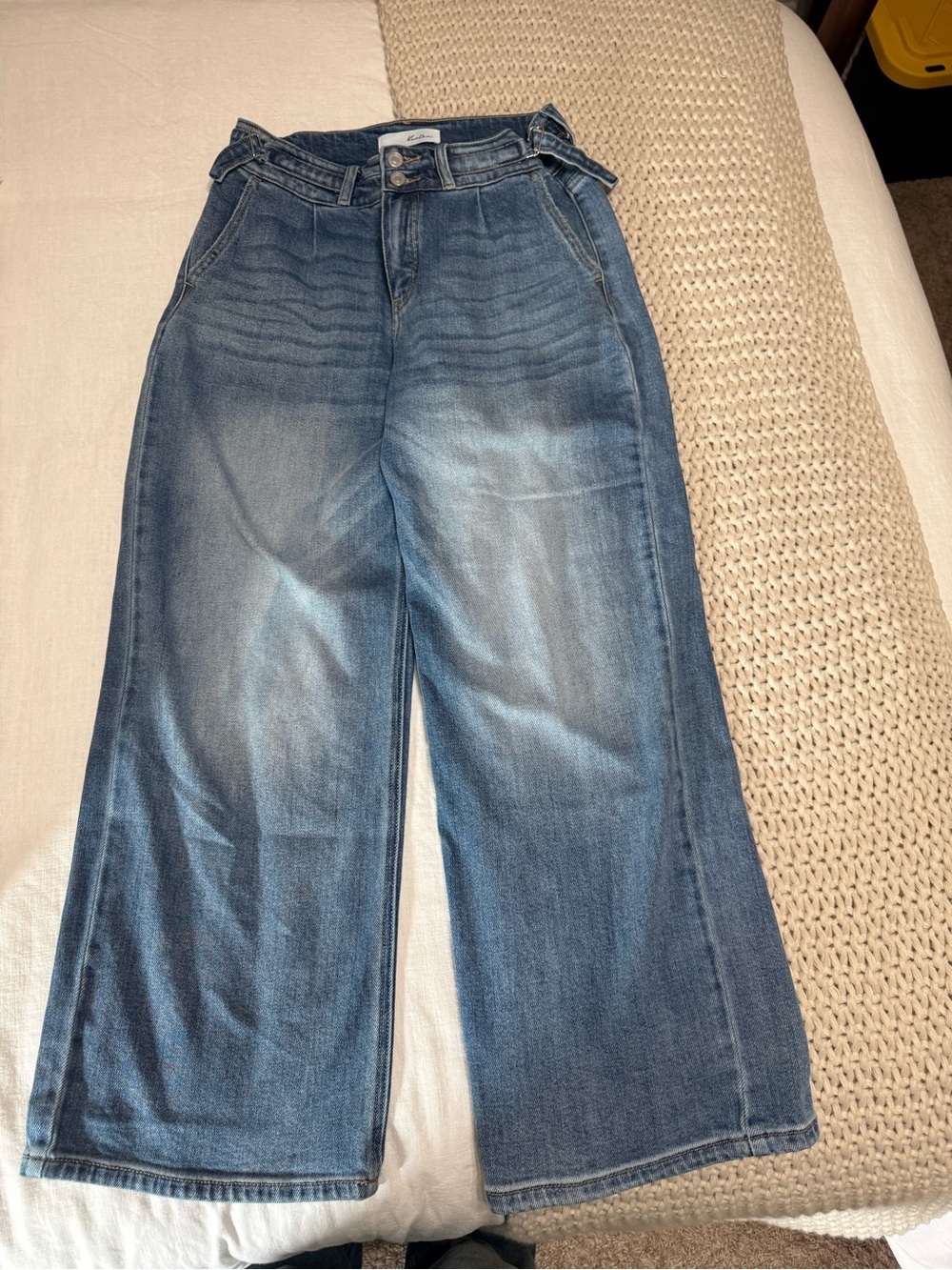 Wide Leg High-Rise Women's Jeans - Blue